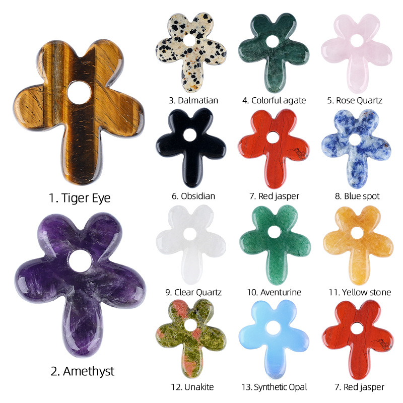 Natural Stone Flower Pendant for DIY Jewellery Making